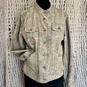 Mexx Light Brown Linen Blend Utility Jacket – Size 12